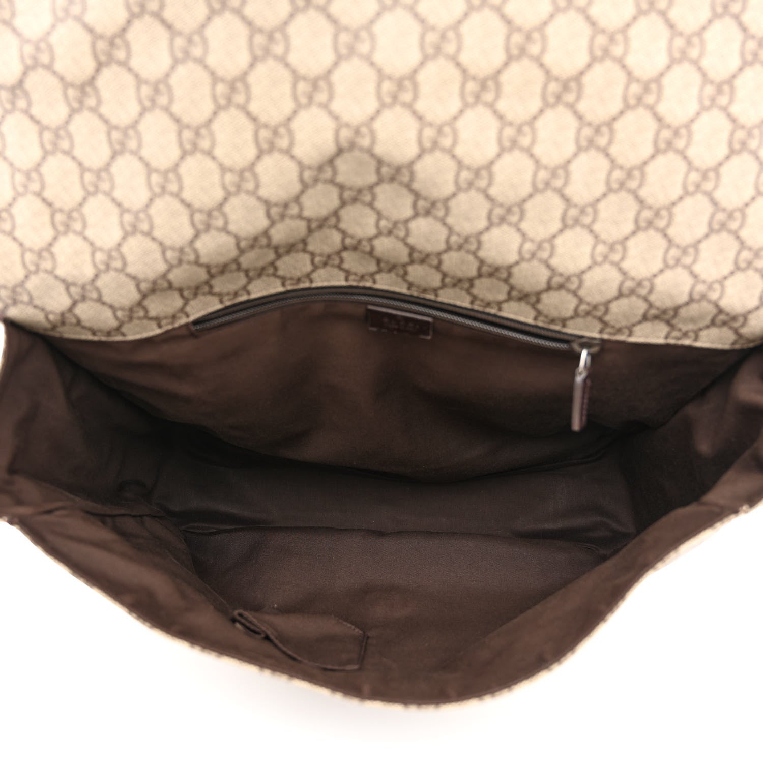 Gucci GG Plus Monogram Web Large Flap Messenger Bag Beige Dark Brown 5 of 10