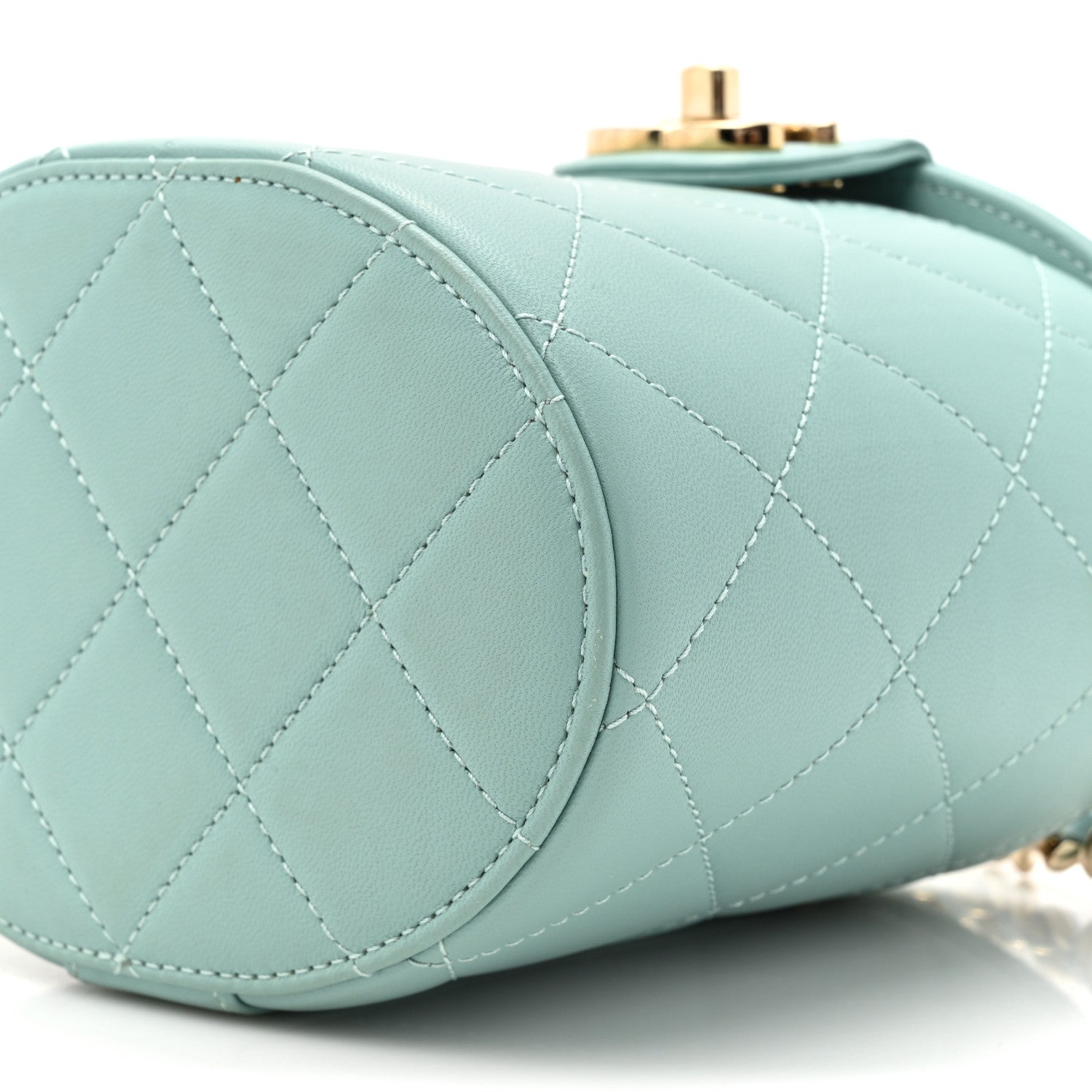Chanel Lambskin Resin Elegant Chain Vanity Case Light Blue 9 of 13