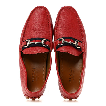 Gucci Road Calfskin Web Mens Horsebit Driver Loafers 6.5 Rosso 2 of 11
