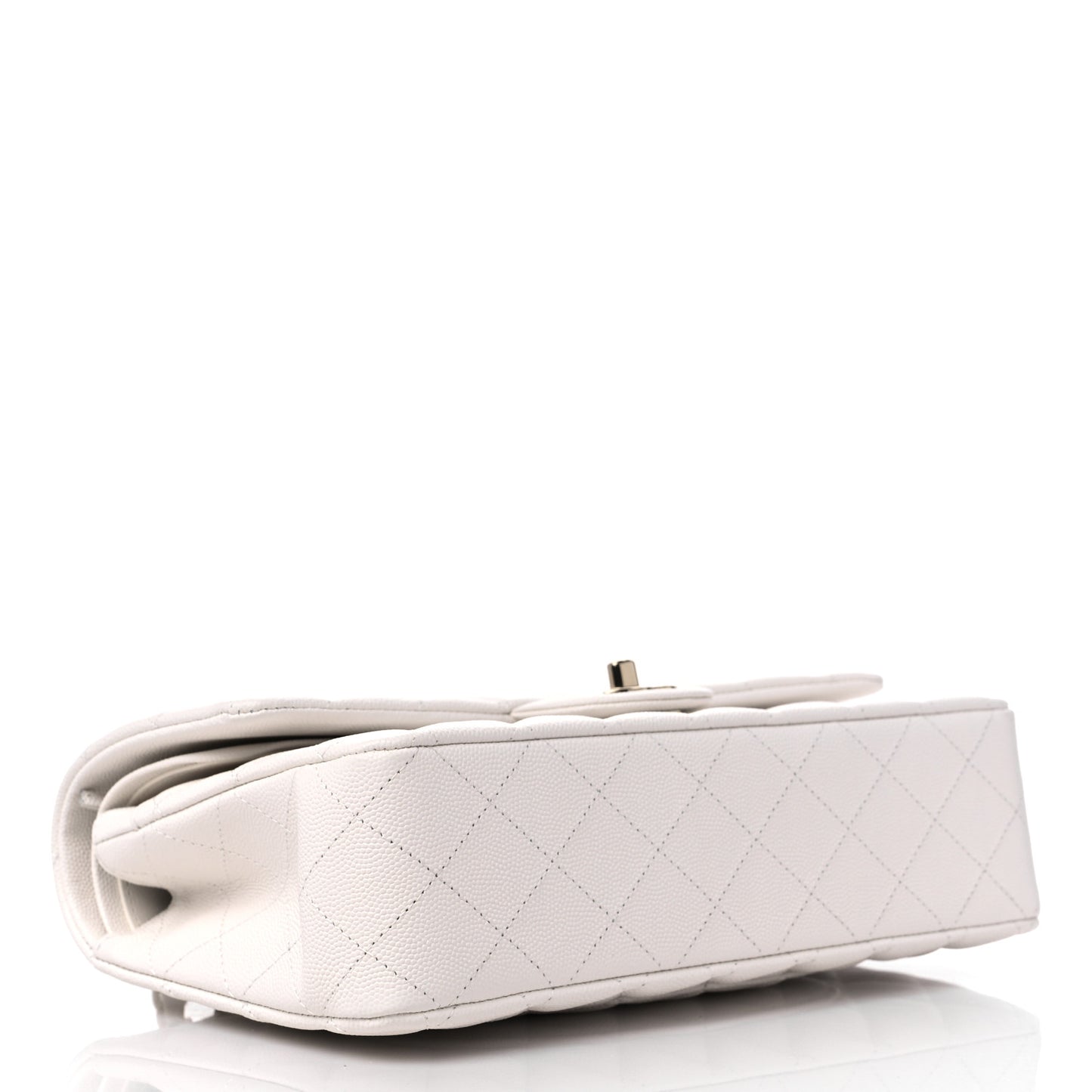 Caviar Quilted Medium Double Flap White