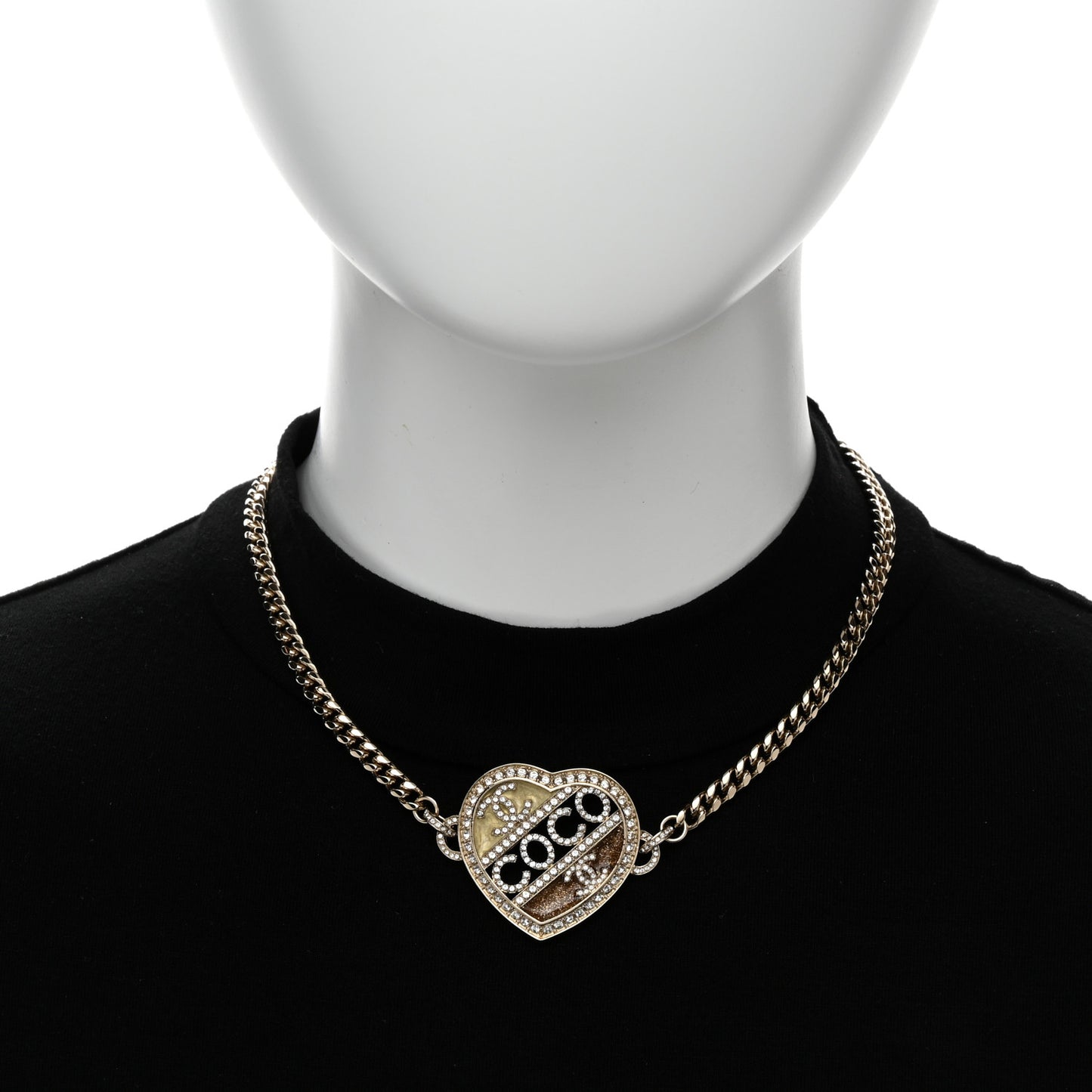 Crystal Crystal CC Coco Heart Necklace Gold