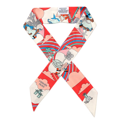 Hermes Silk Carres Volants Twilly Grenadine White Bleu 1 of 4