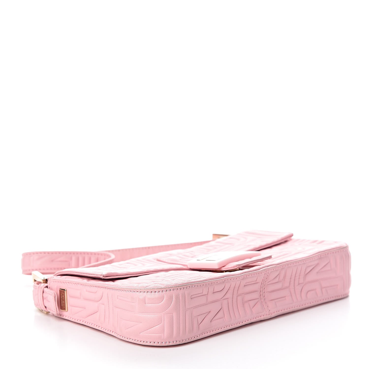 Fendi Nappa Logo Embossed Baguette Pink 4 of 9