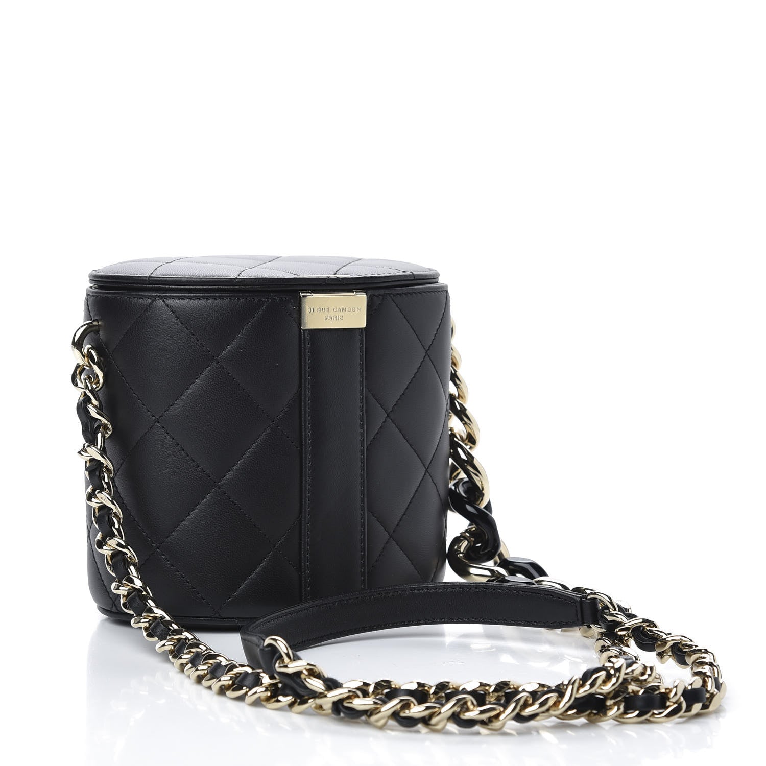 Chanel Lambskin Resin Elegant Chain Vanity Case Black 3 of 10