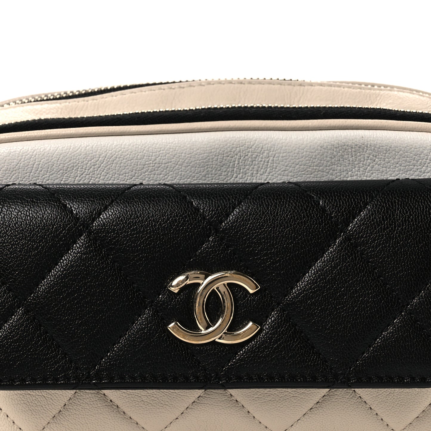 Goatskin Quilted Waist Bag Beige White Black