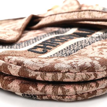 Christian Dior Canvas Embroidered Brocart Saddle Bag Metallic Pink 9 of 10