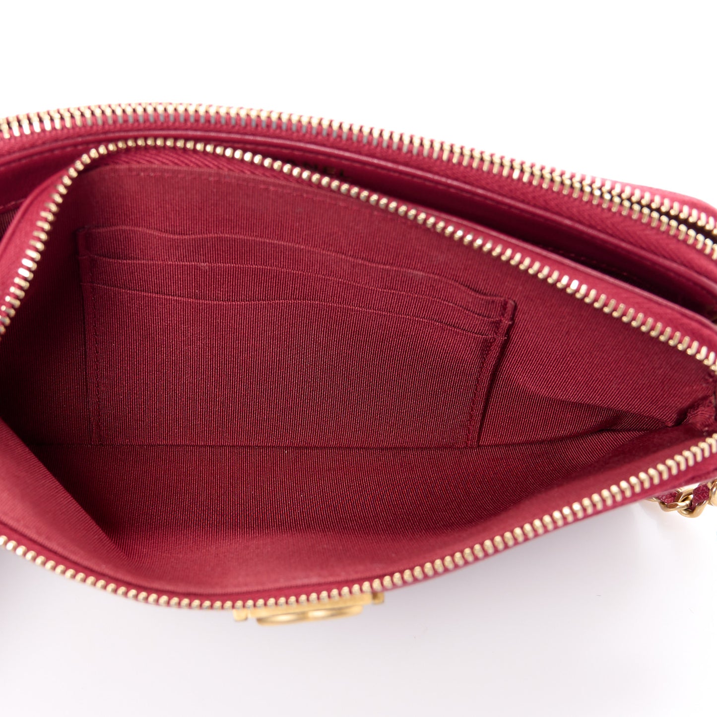 Caviar Quilted Small Boy Clutch With Chain Burgundy