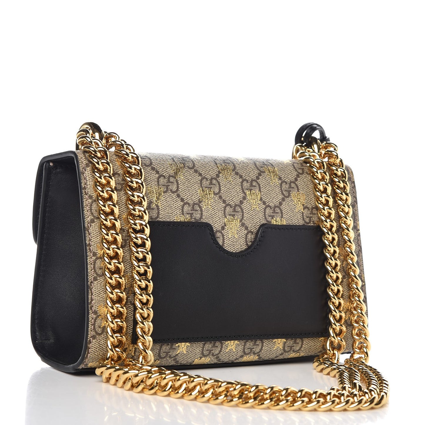 GG Supreme Monogram Bees Small Padlock Shoulder Bag Black