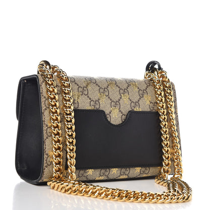 Gucci GG Supreme Monogram Bees Small Padlock Shoulder Bag Black 3 of 7