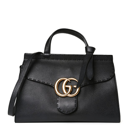 Gucci Calfskin Small GG Marmont Top Handle Bag Black 1 of 13