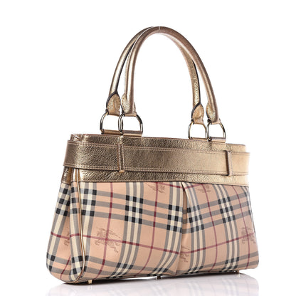 Burberry Haymarket Check Tote Gold 3 of 22