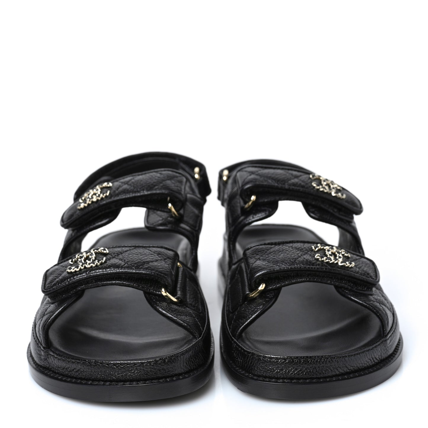 Grained Calfskin Velcro Dad Sandals 36.5 Black