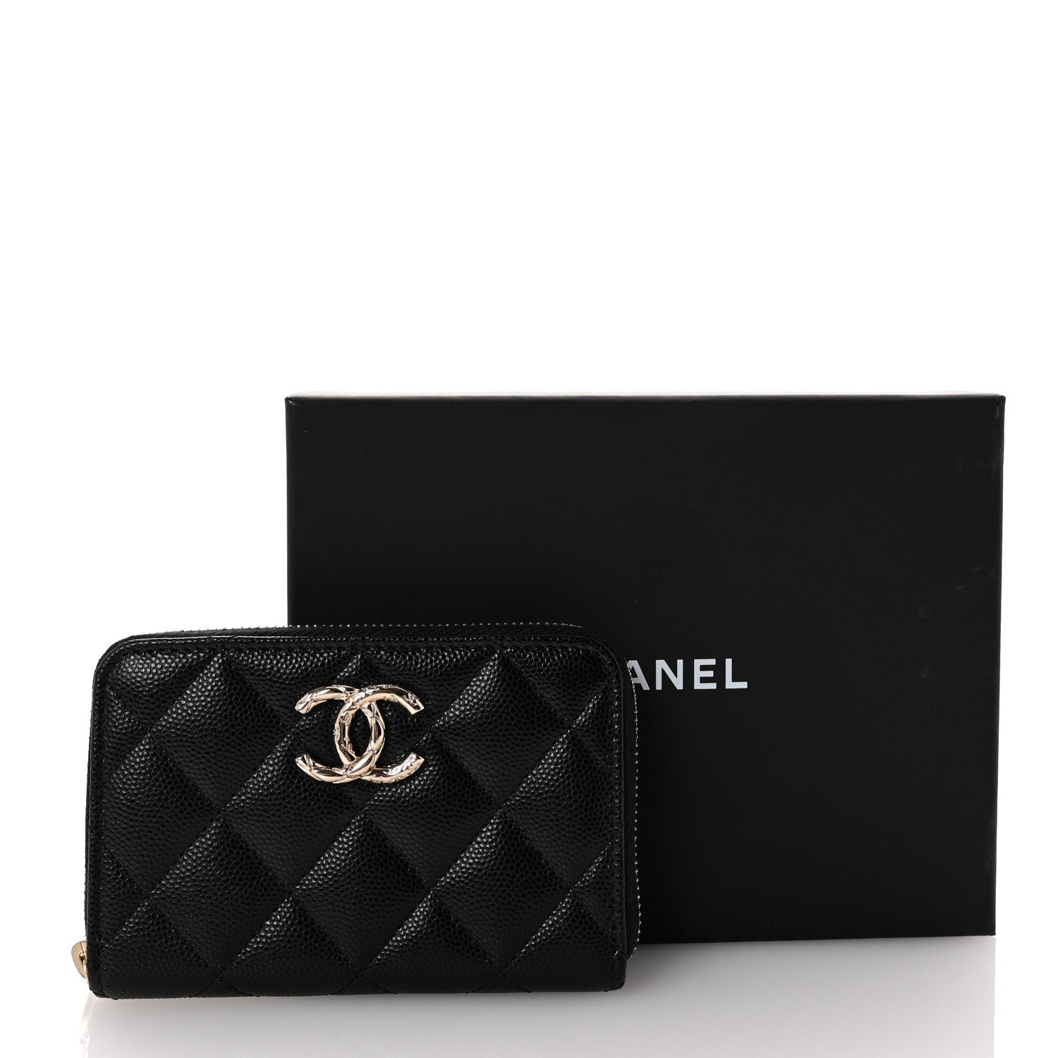 Chanel Caviar Quilted XL CC Zip Around Card Holder Black 8 of 8
