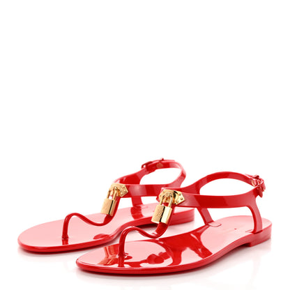 Louis Vuitton Rubber Bikini Thong Flat Sandals 38 Red 3 of 7