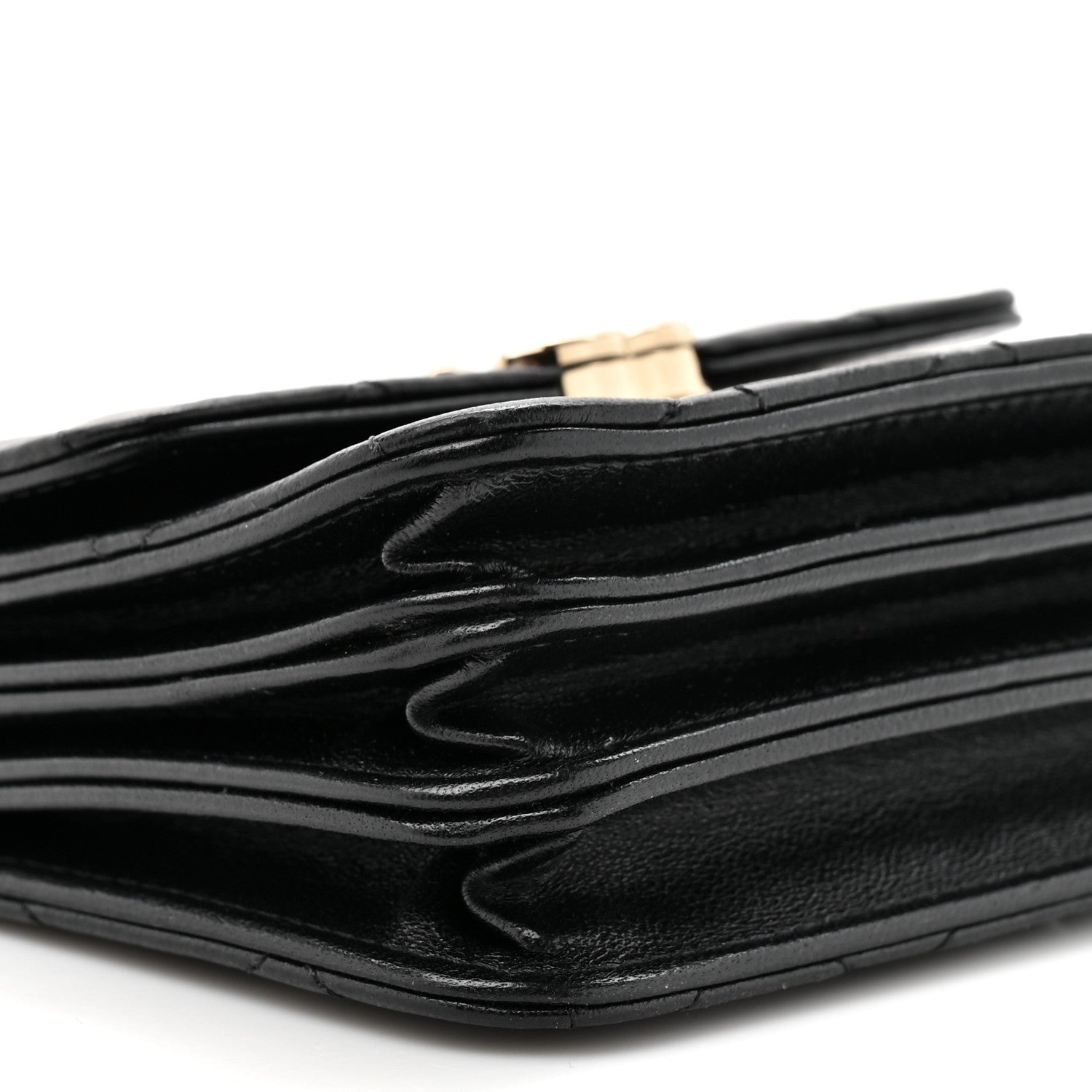 Chanel Lambskin Metal Quilted Top Handle Flap Clutch With Chain Black 10 of 11