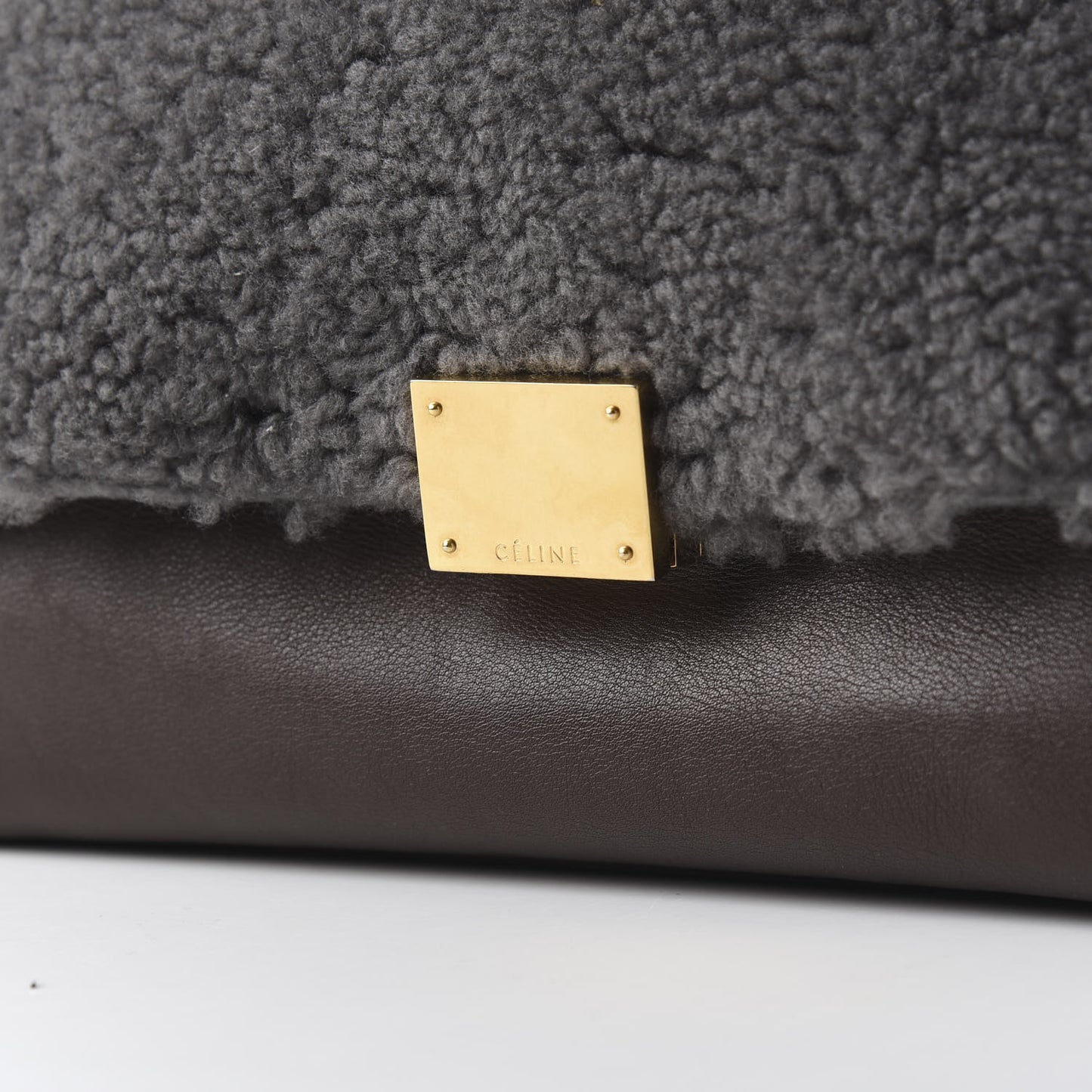 Shearling Calfskin Medium Trapeze Grey