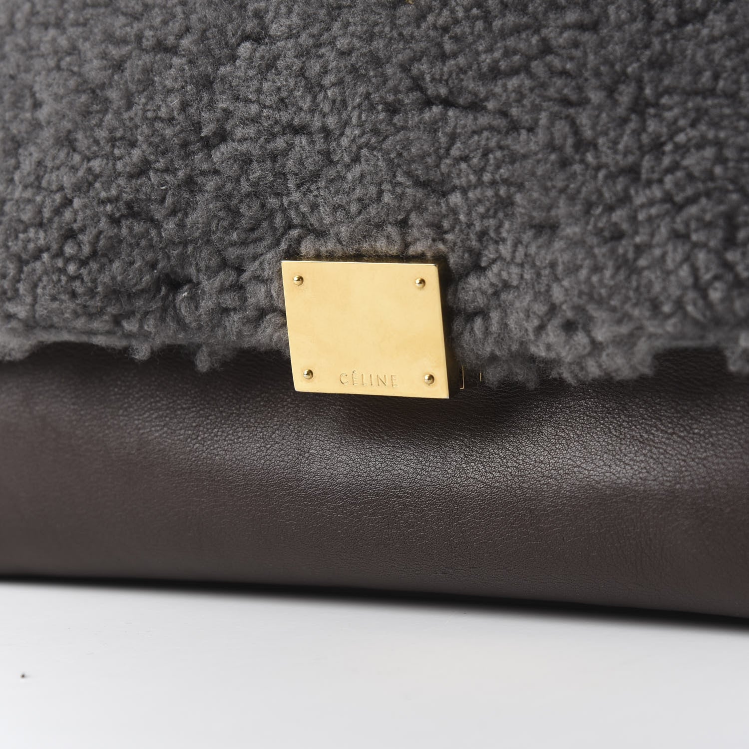 Celine Shearling Calfskin Medium Trapeze Grey 9 of 9