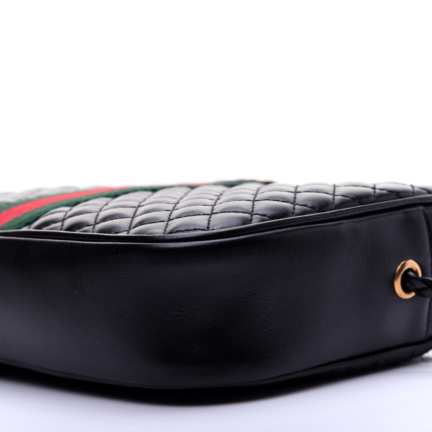 Gucci Calfskin Web Trapuntata Small GG Shoulder Bag Black 7 of 11