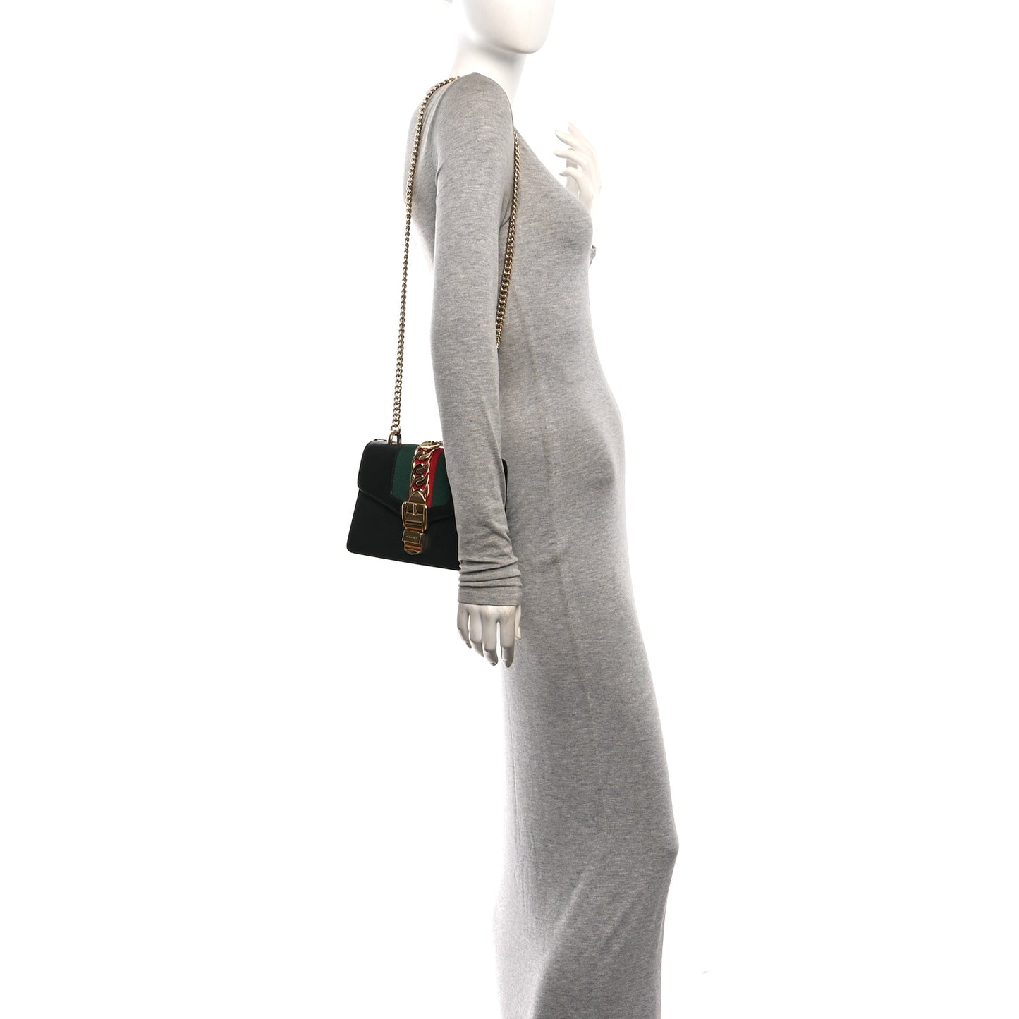 Calfskin Mini Sylvie Chain Shoulder Bag Black