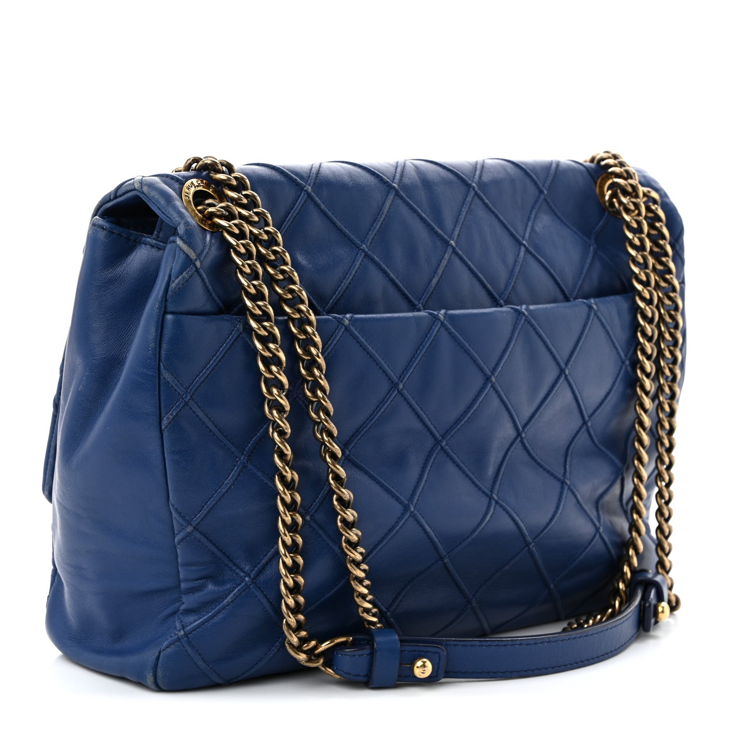 Chanel Calfskin Diamond Debossed Large Cosmos Flap Blue 3 of 11