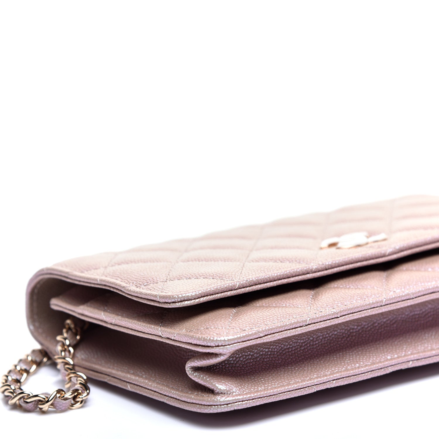 Chanel Iridescent Caviar Quilted Wallet On Chain WOC Beige 6 of 11