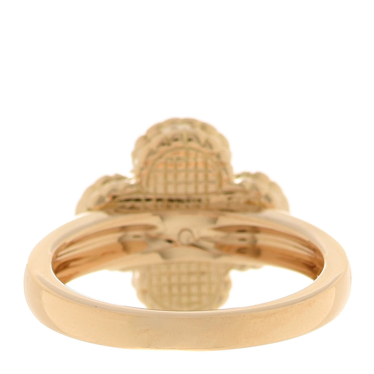 18K Yellow Gold Diamond Mother of Pearl Vintage Alhambra Ring 55 7.25