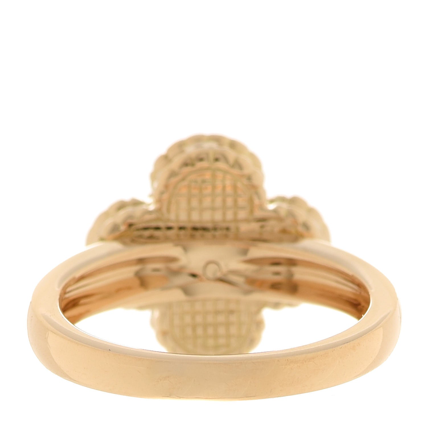 Van Cleef & Arpels 18K Yellow Gold Diamond Mother of Pearl Vintage Alhambra Ring 55 7.25 6 of 7