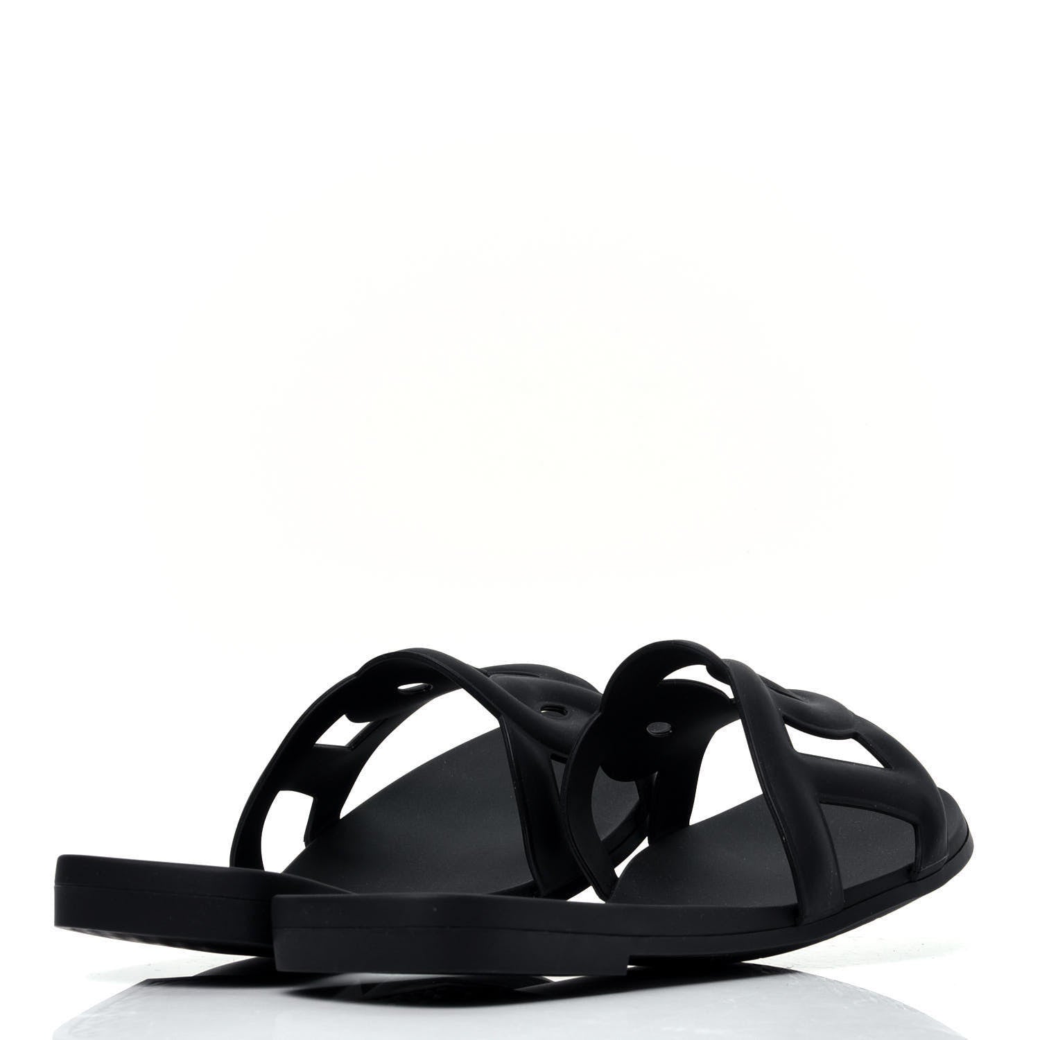 Hermes Rubber Aloha Sandals 37 Black 3 of 9