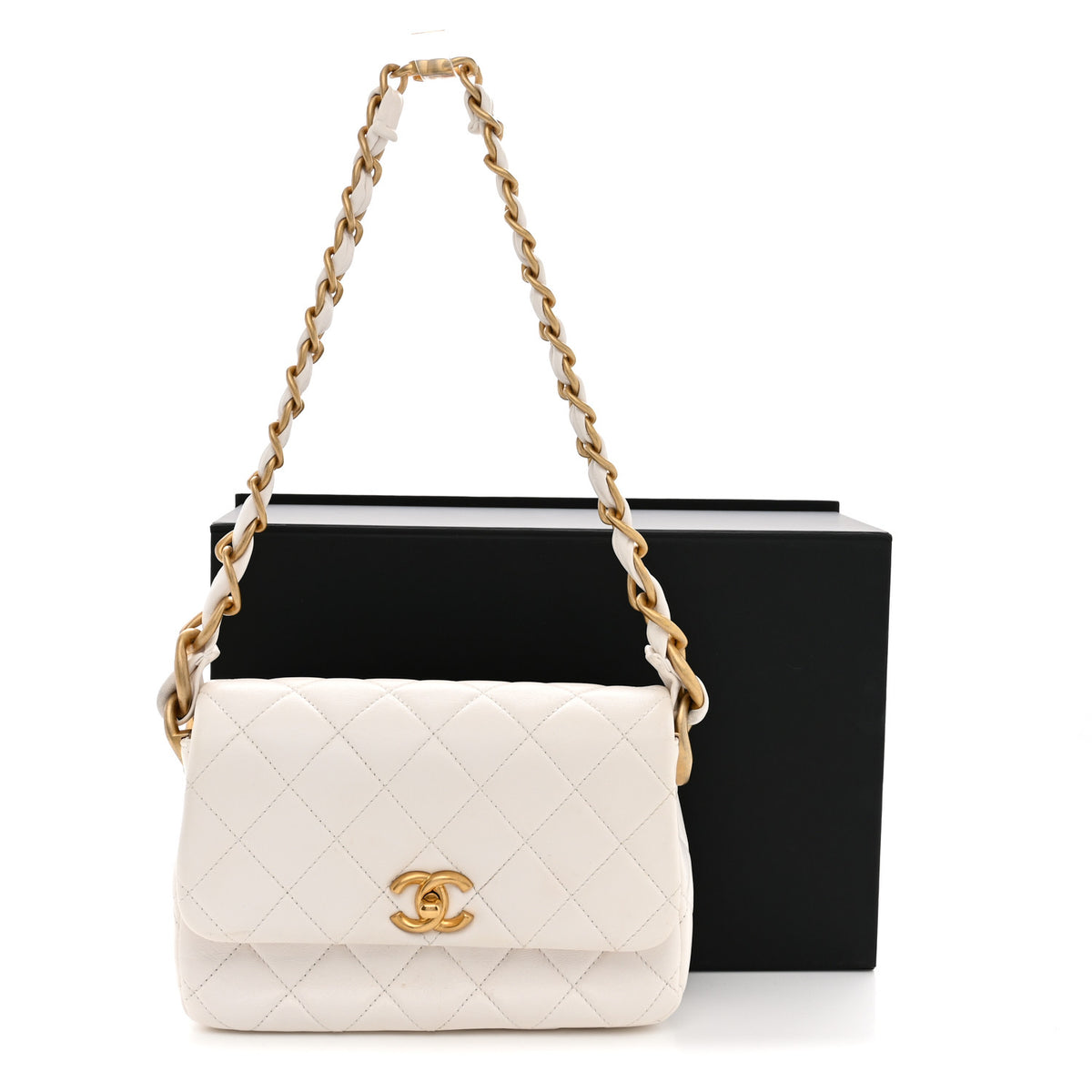 Chanel Lambskin Quilted CC Chain Shoulder Bag White 12 of 12