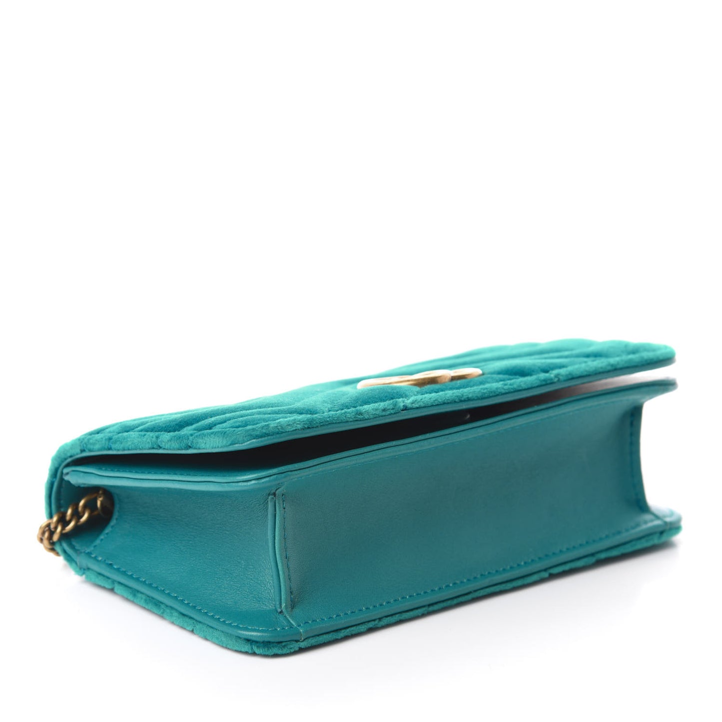 Velvet Matelasse GG Marmont Mini Bag Pavone Cyan