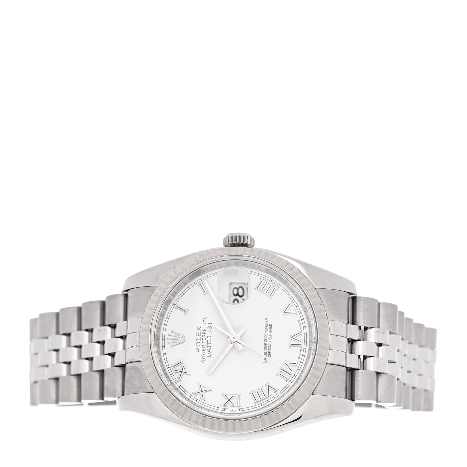 Rolex Stainless Steel 18K White Gold 36mm Oyster Perpetual Datejust Watch White Roman 116234 2 of 4