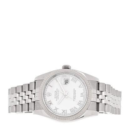 Rolex Stainless Steel 18K White Gold 36mm Oyster Perpetual Datejust Watch White Roman 116234 2 of 4