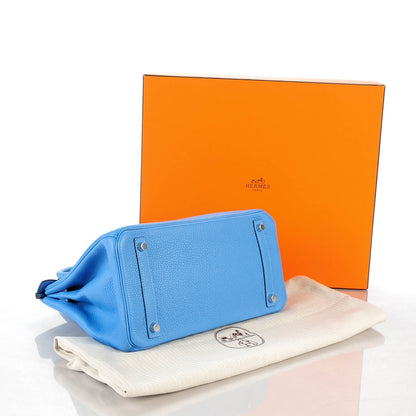 Hermes Taurillon Clemence Birkin 30 Bleu Paradis 5 of 23