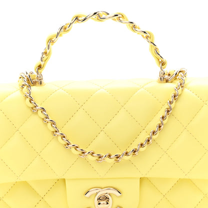 Chanel Lambskin Quilted Mini Chain Top Handle Rectangular Flap Light Yellow 8 of 10
