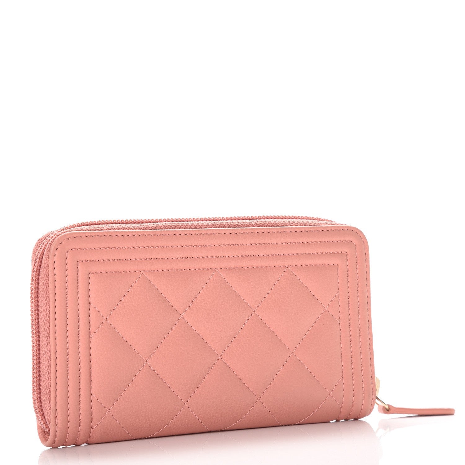 Chanel Caviar Quilted Boy Small Zip Around Wallet Pink 3 of 8