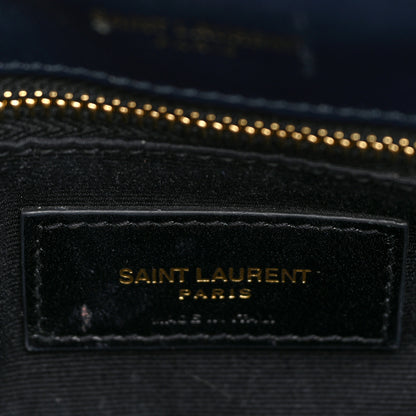 Saint Laurent Velvet Y Quilted Monogram Toy Loulou Crossbody Bag Navy 8 of 31