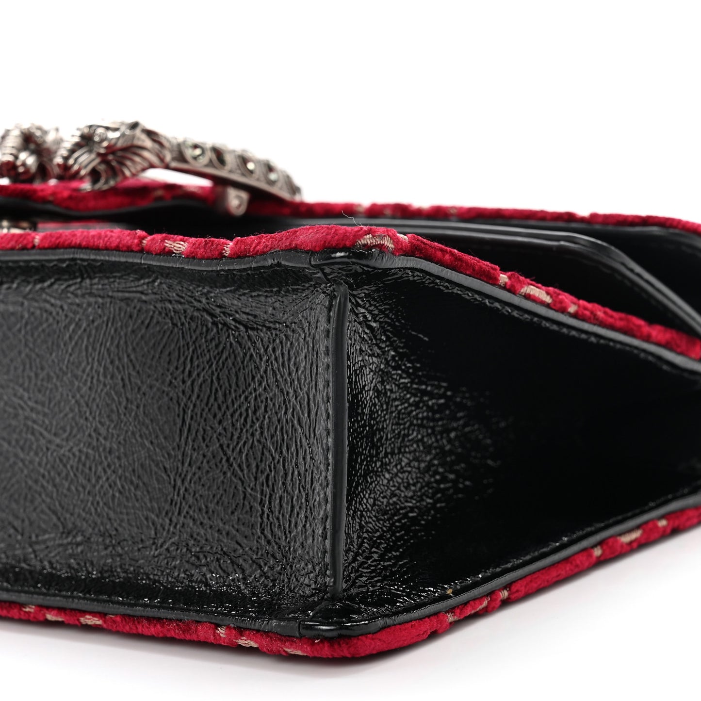 Velvet Skipper Crystal GG Monogram Small Dionysus Shoulder Bag Red Cipria Black Black Diamond