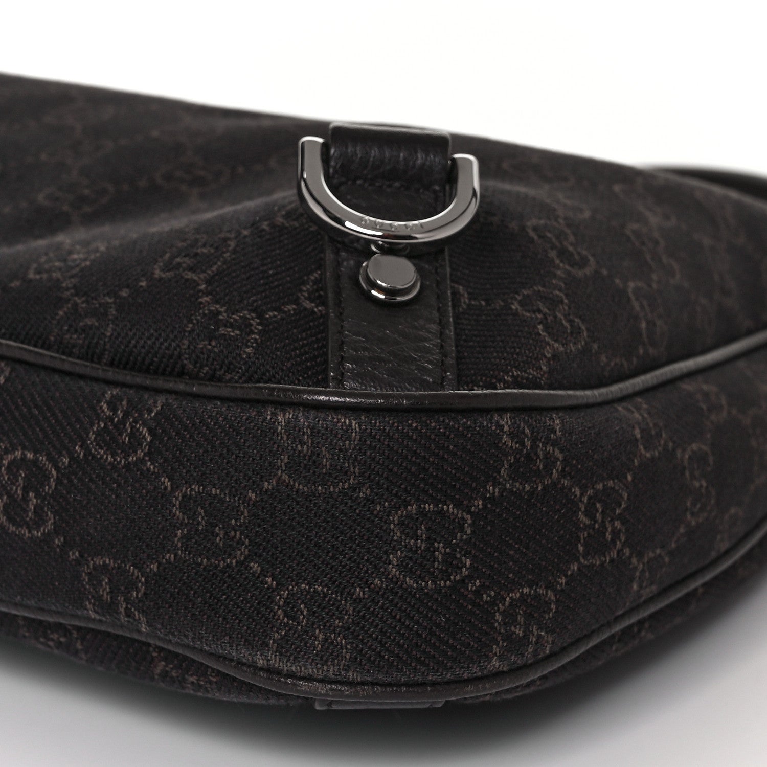 Gucci Denim Monogram Abbey D Ring Hobo Brown 9 of 9