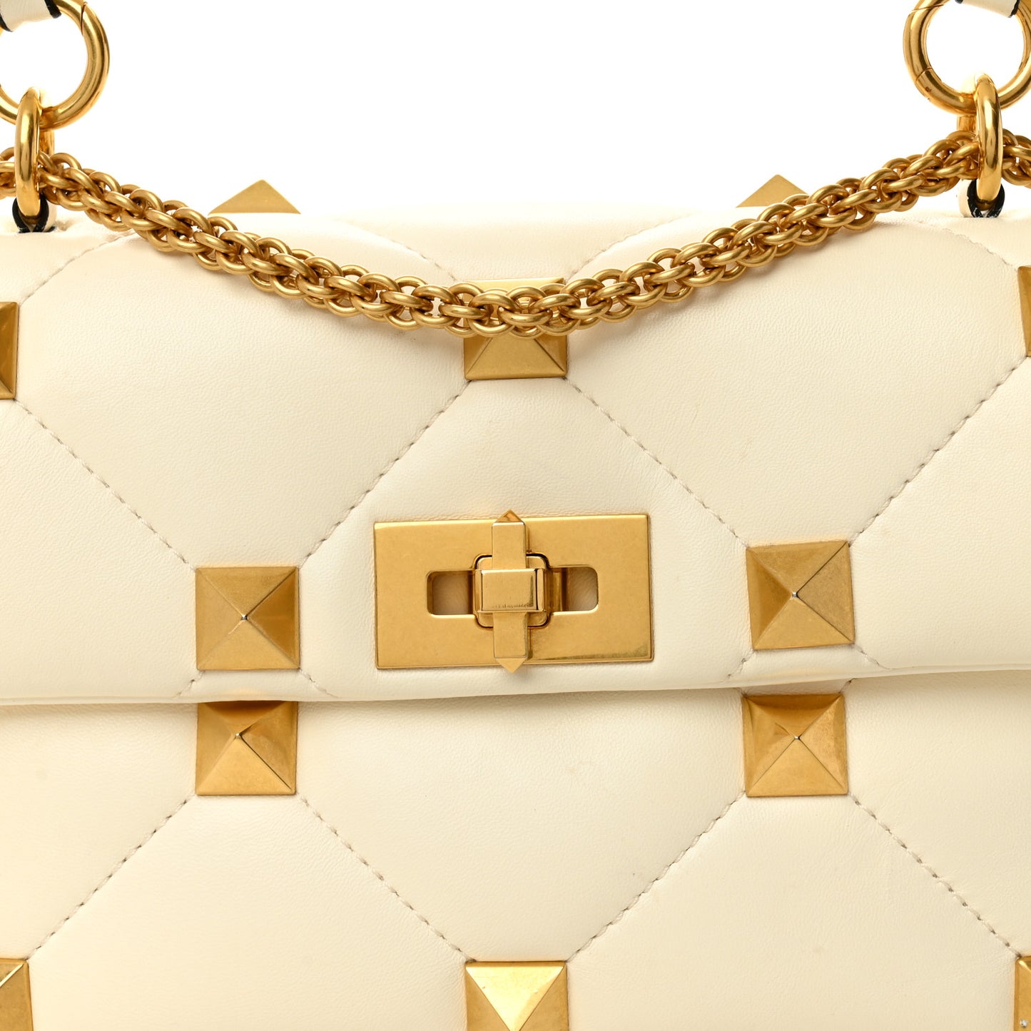 Nappa Medium Roman Stud Shoulder Bag Ivory