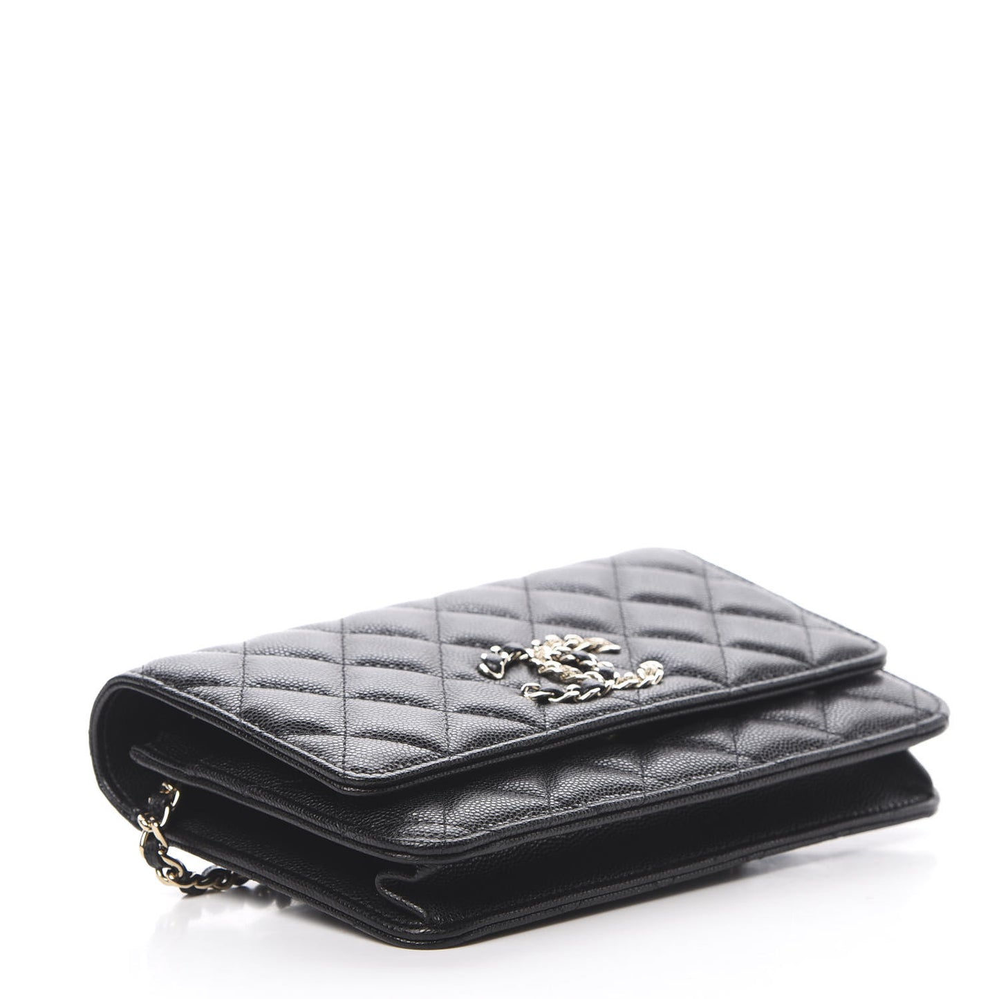 Caviar Quilted French New Wave Chain CC Wallet On Chain WOC Black