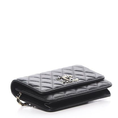 Chanel Caviar Quilted French New Wave Chain CC Wallet On Chain WOC Black 4 of 12