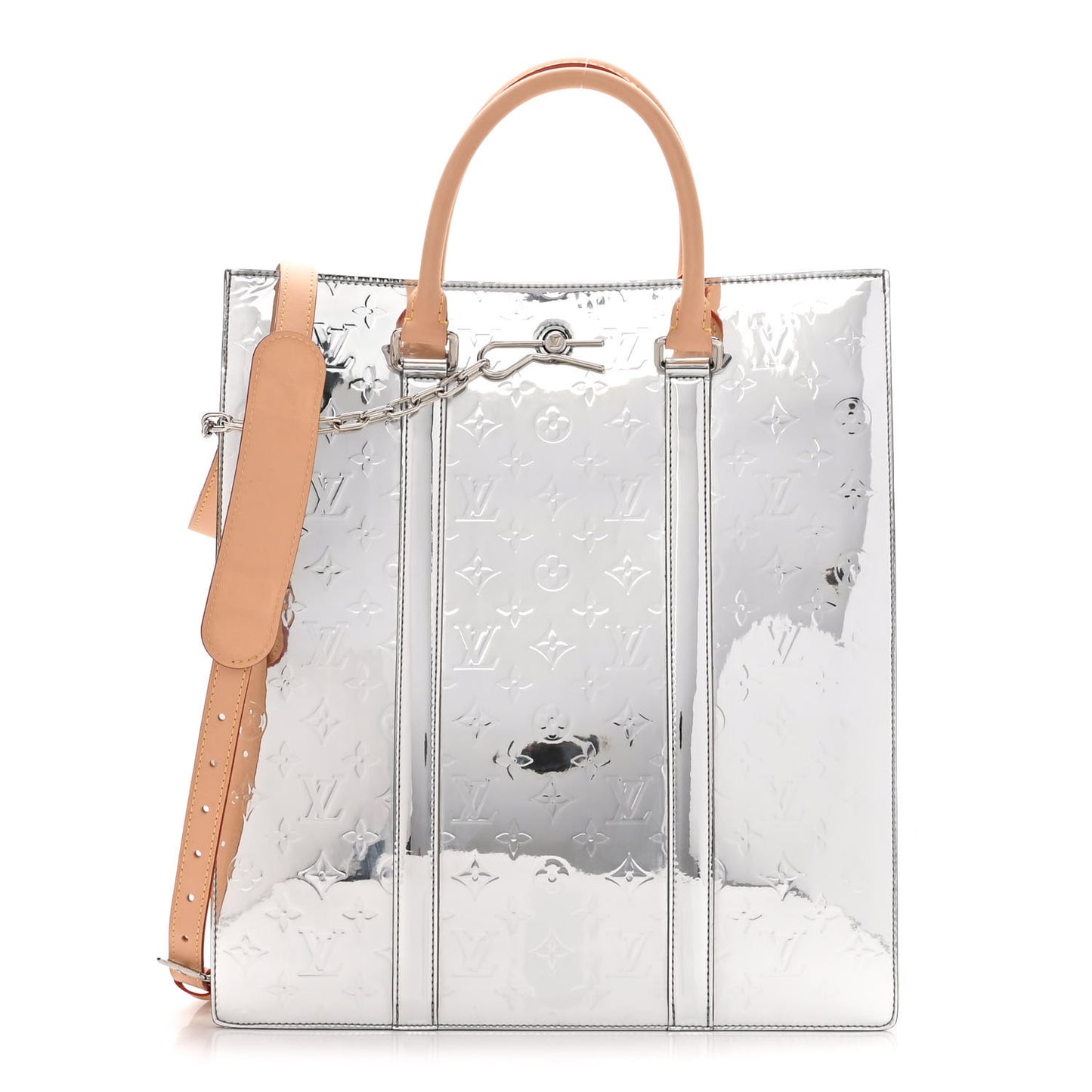 Monogram Mirror Sac Plat NM Silver