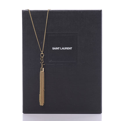 Saint Laurent Brass Monogram Tassel Necklace Gold 6 of 6