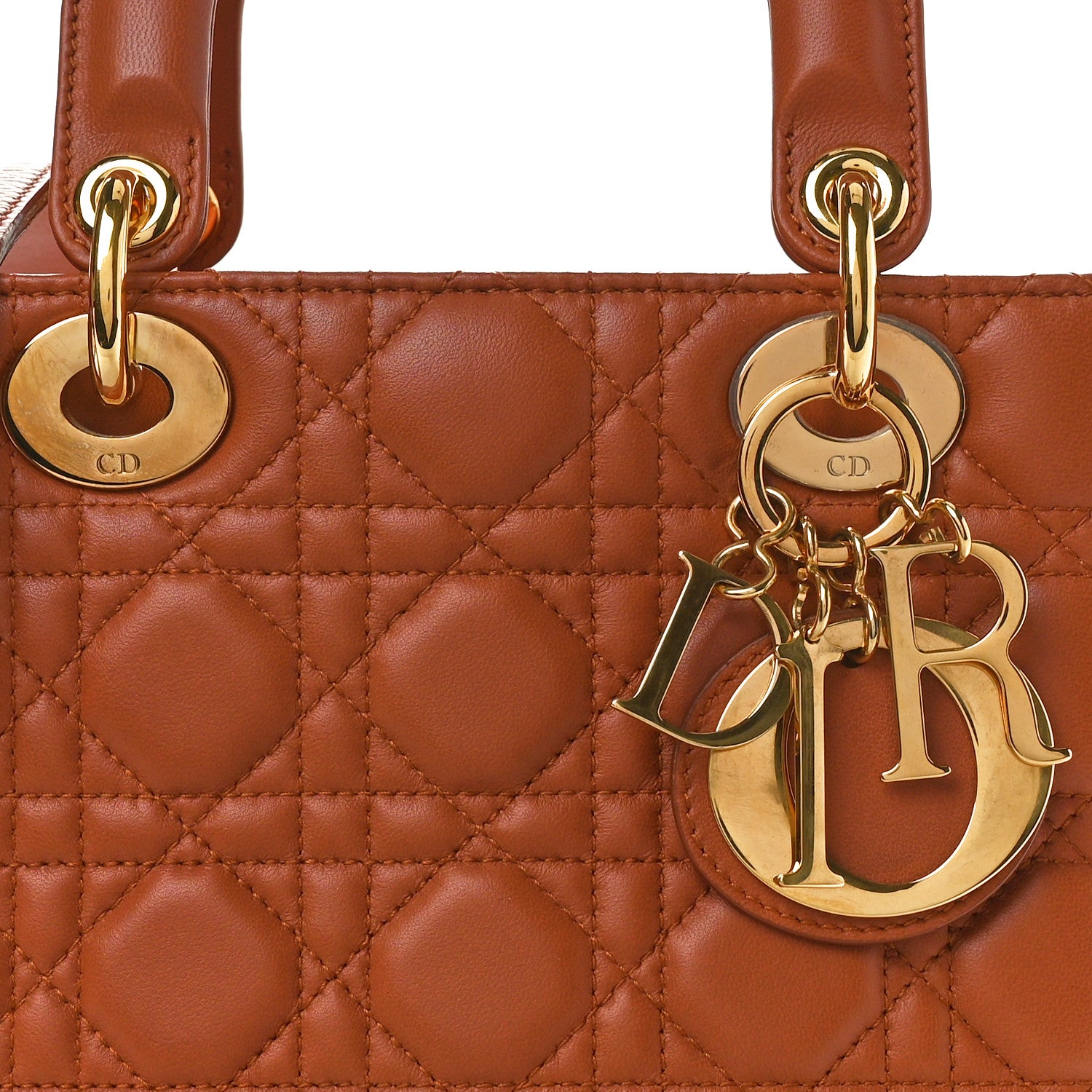 Christian Dior Calfskin Cannage Small Lady Dior Tan 8 of 10