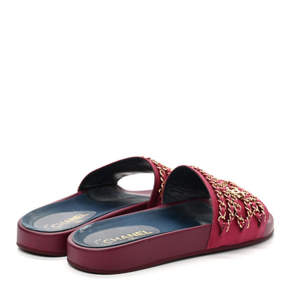 Chanel Satin Chain Flat Sandals 40 Dark Fuchsia 4 of 9