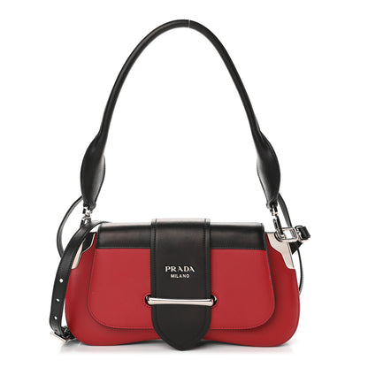 Prada City Calfskin Sidonie Shoulder Bag Rosso Black 1 of 10