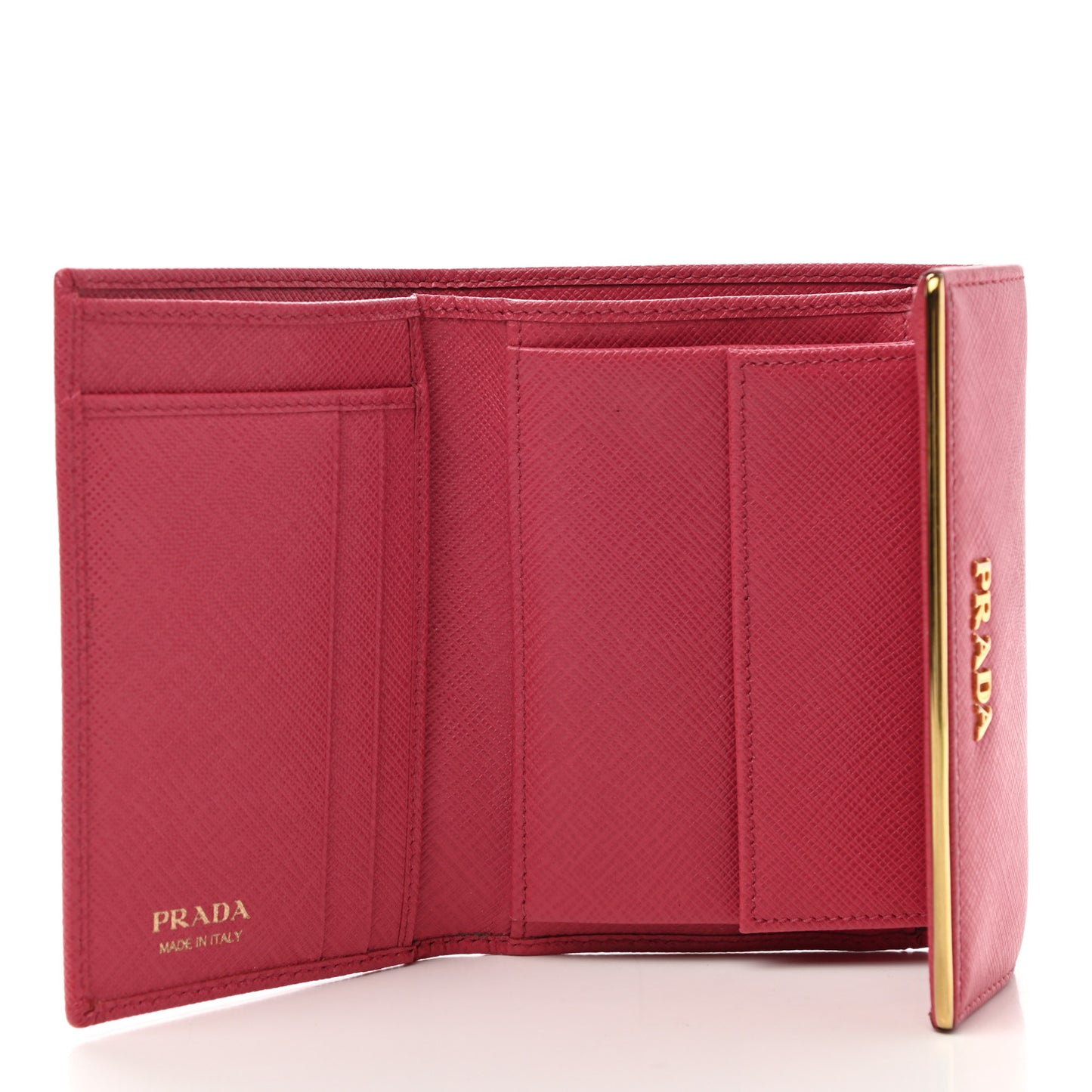 Saffiano Metal Bar Flap Wallet Peonia