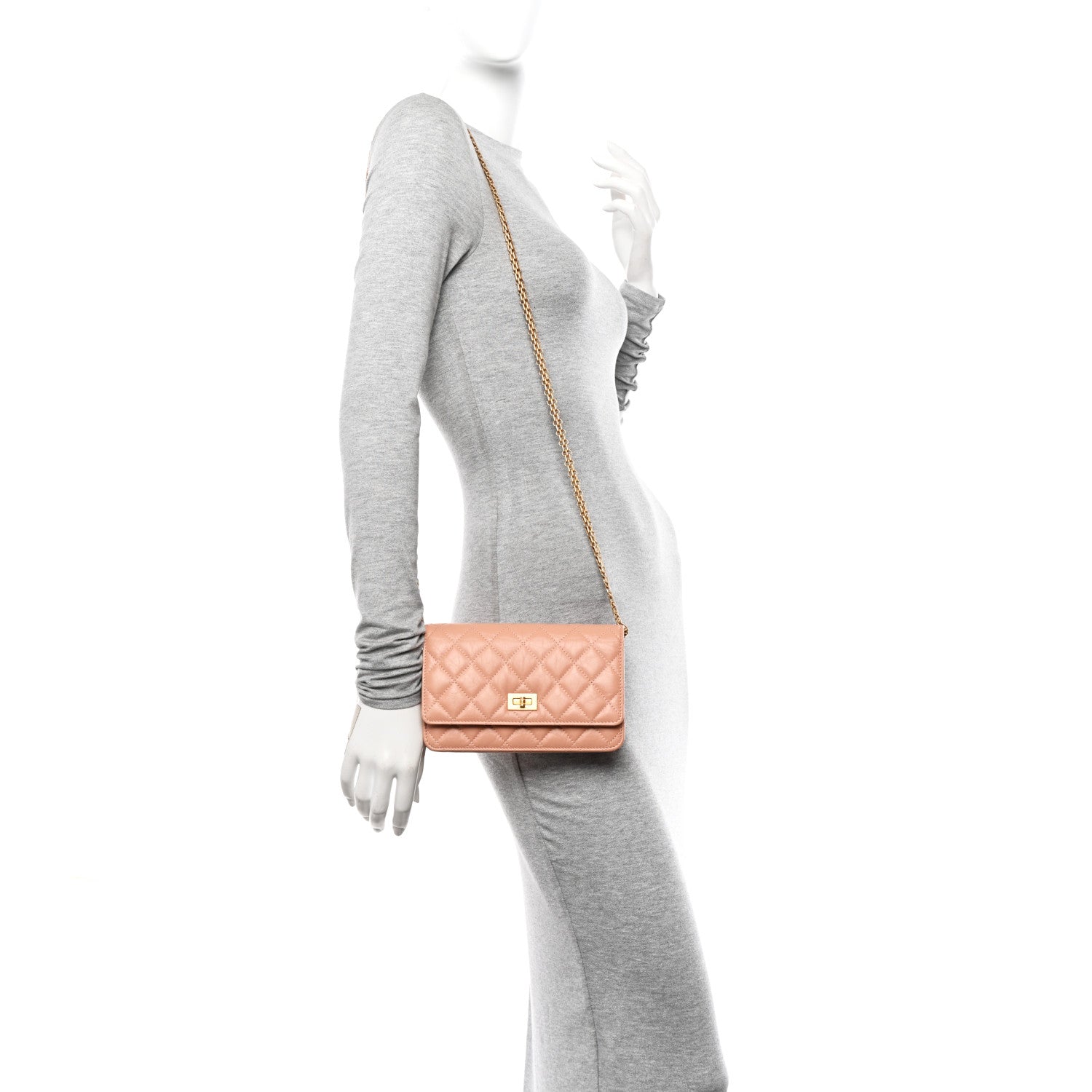 Chanel Aged Calfskin Quilted Reissue Wallet On Chain WOC Beige 2 of 16
