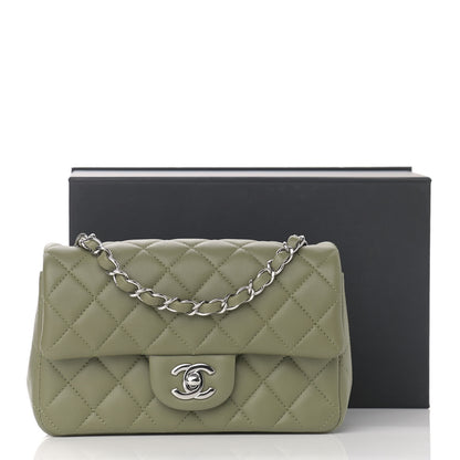 Chanel Lambskin Quilted Mini Rectangular Flap Khaki 12 of 12