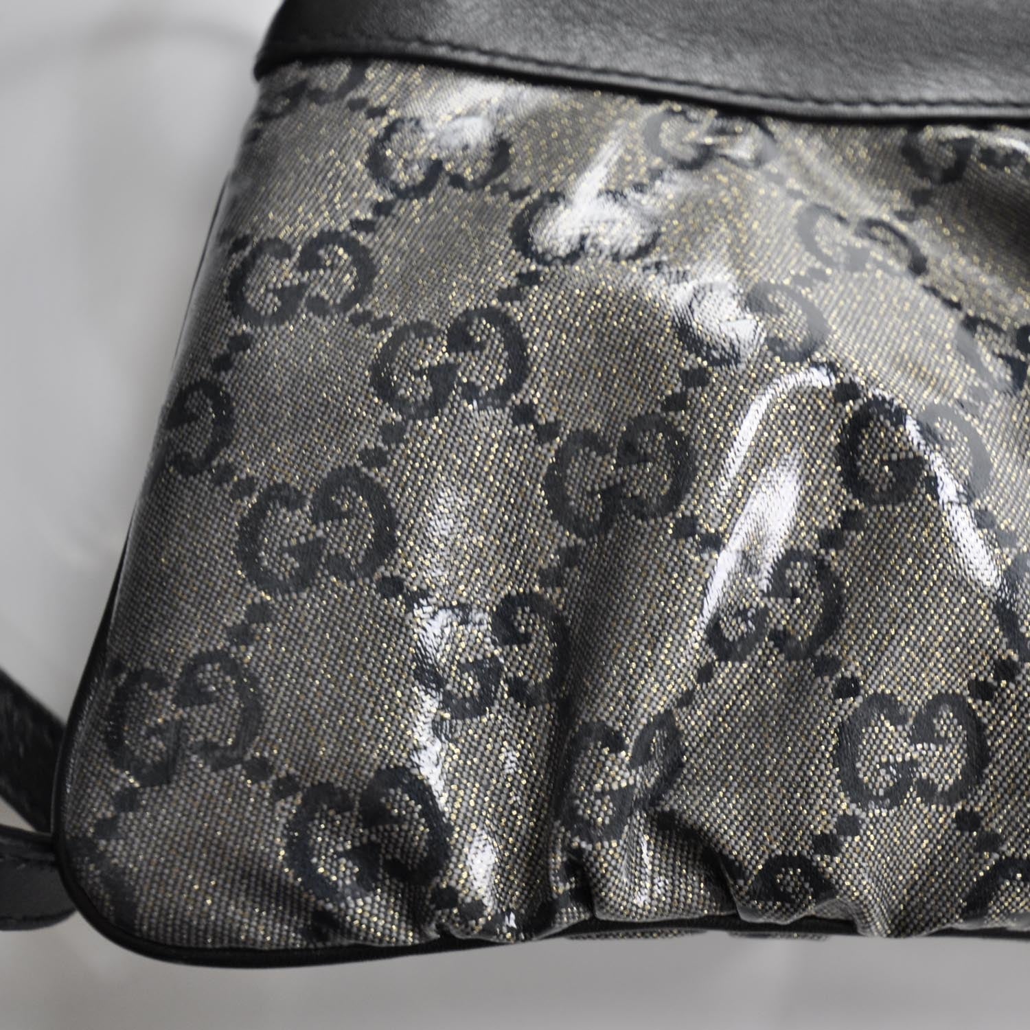 Gucci Crystal Monogram Small Flat Messenger Crossbody Navy 10 of 11